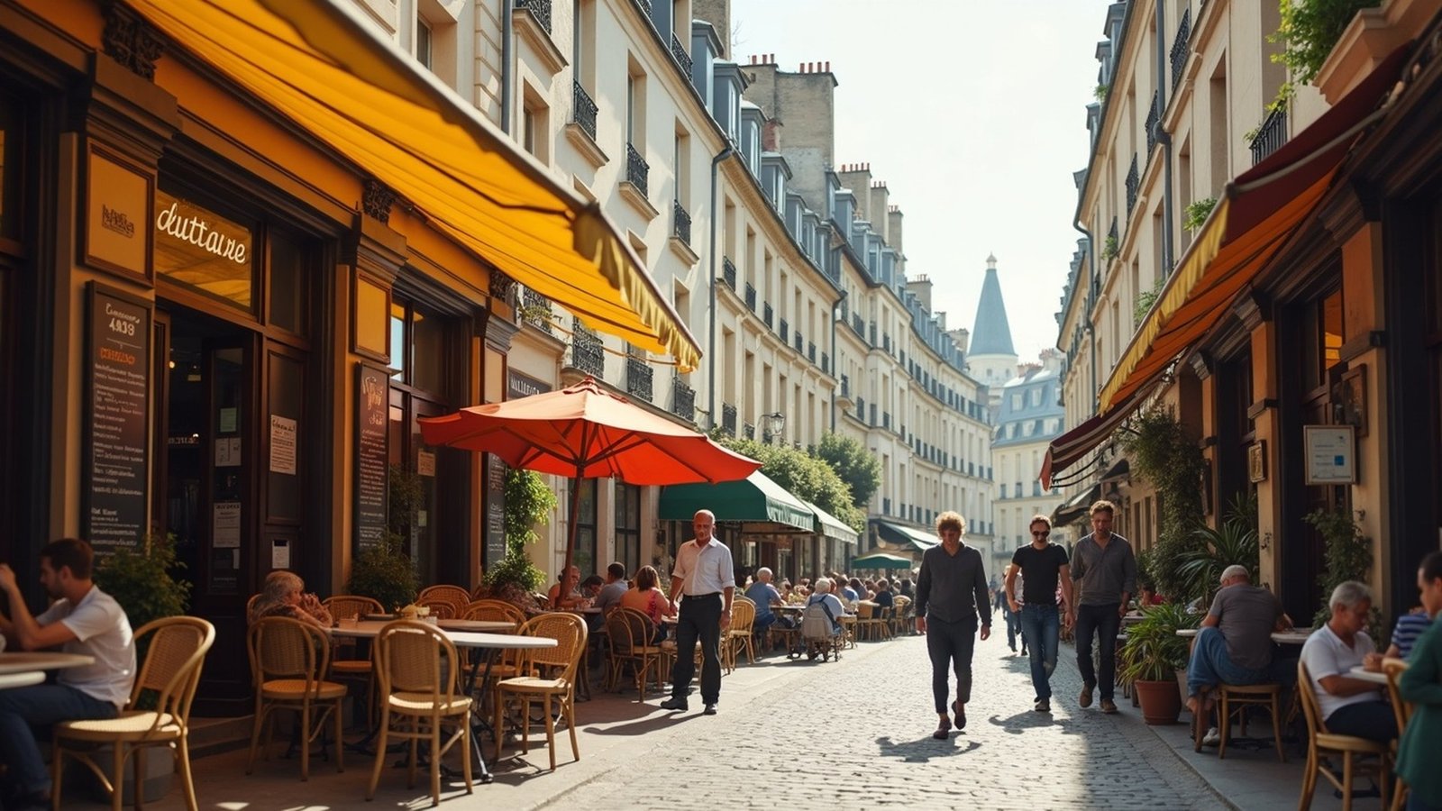 Rue de la Huchette in the Latin Quarter, Paris, with bookshops and cafés