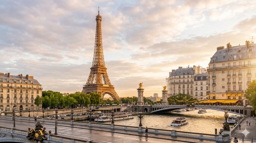 View of Eiffel Tower and the Seine, Paris city guide