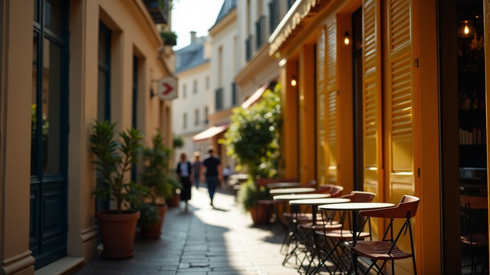 Narrow cobblestone street in Le Marais, Paris
