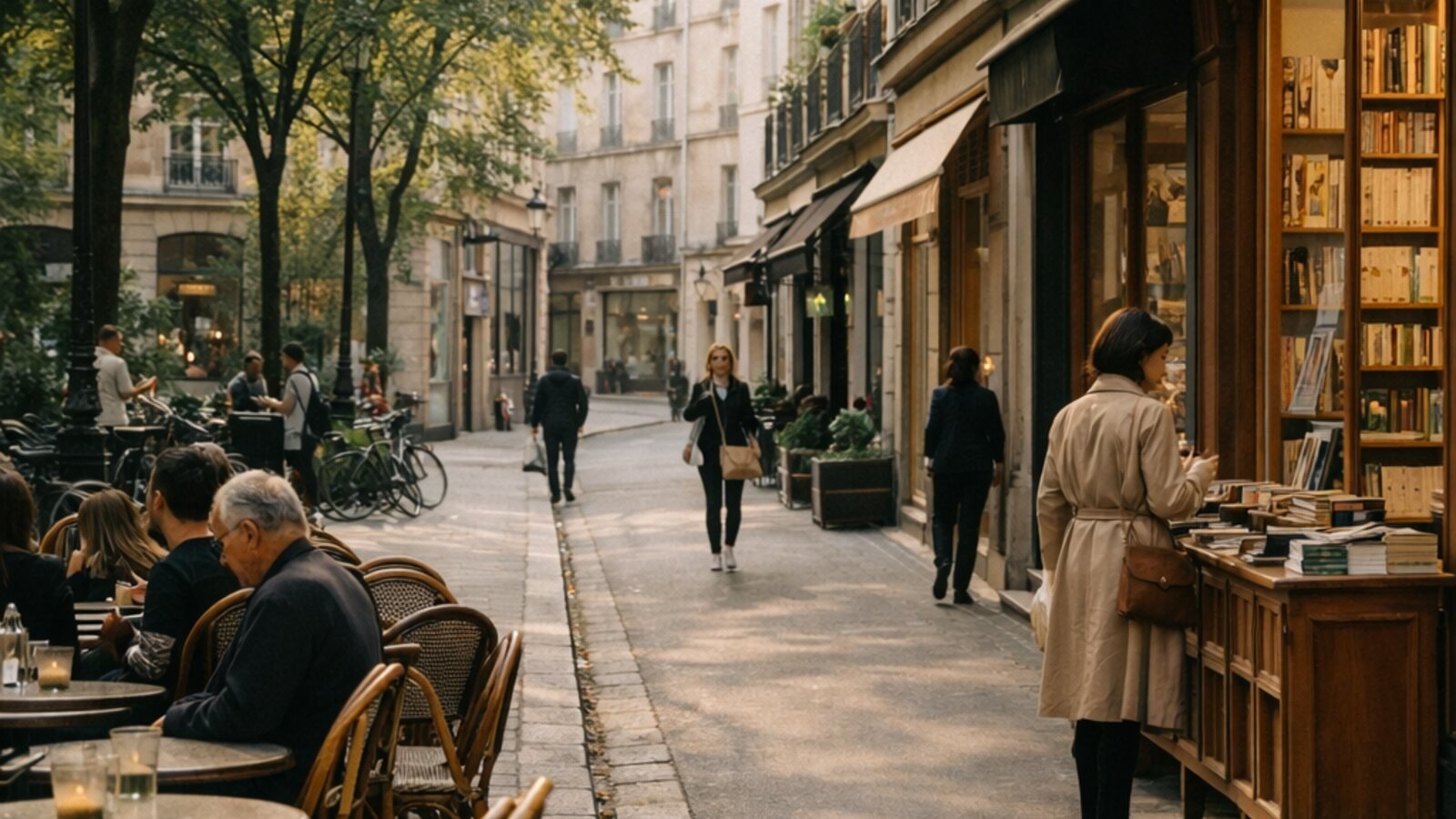 Paris travel guide street scene in Saint-Germain-des-Prés