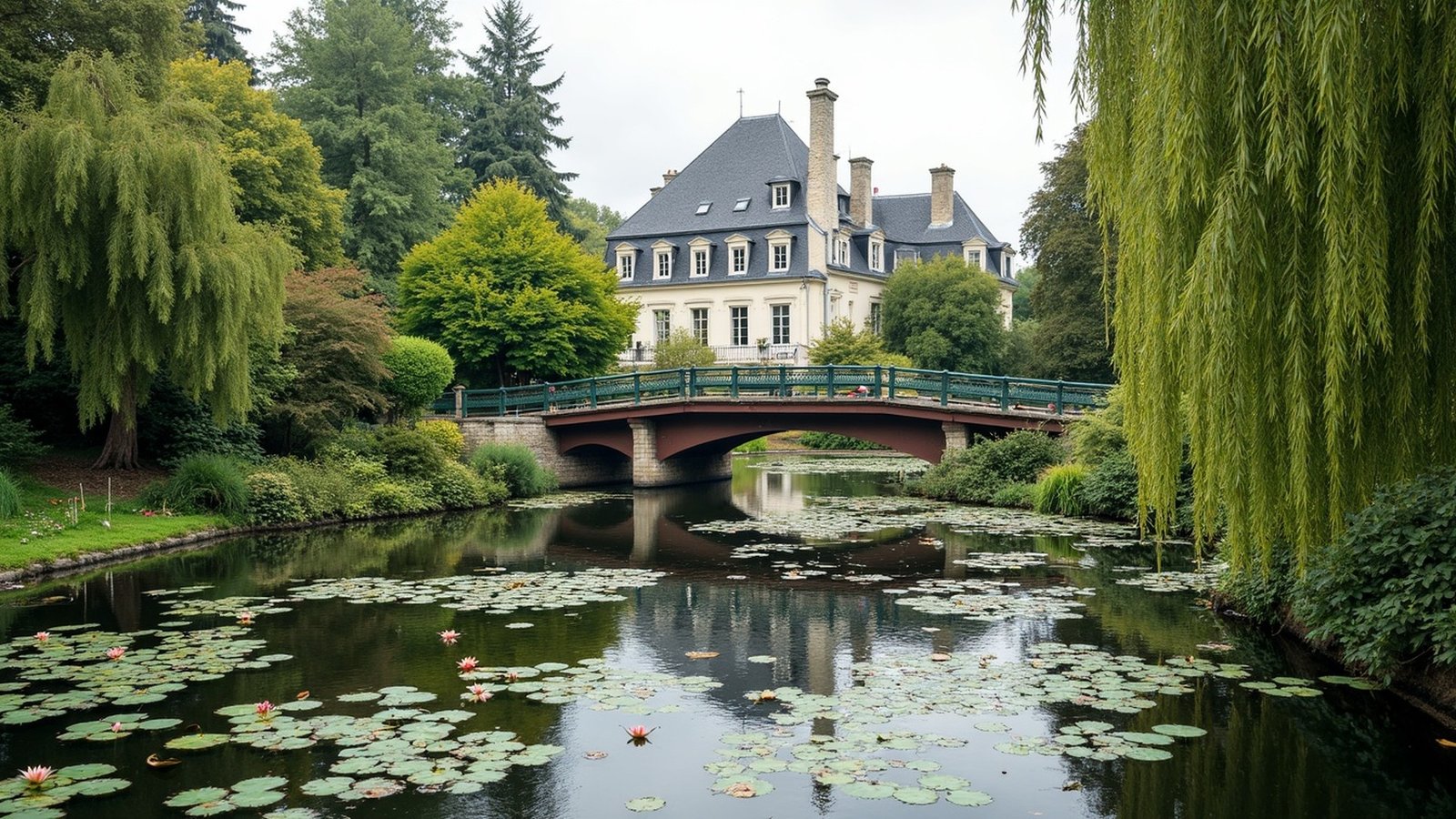 Monet's garden at Giverny with the Japanese bridge and water lilies