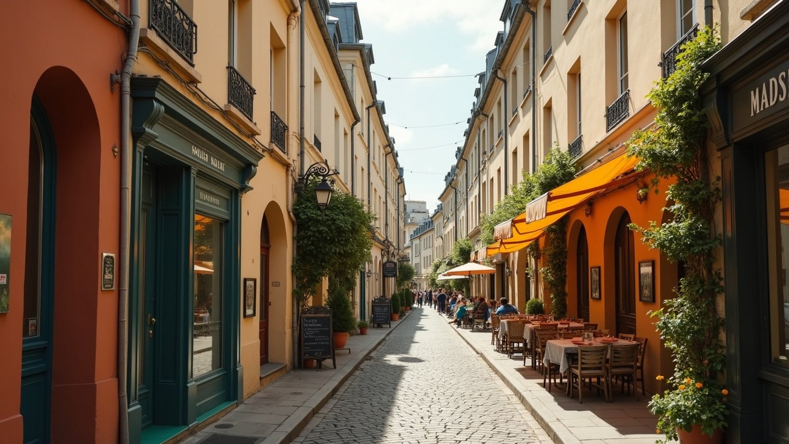 Colourful terraced houses on Rue Crémieux in the 12th arrondissement, Paris