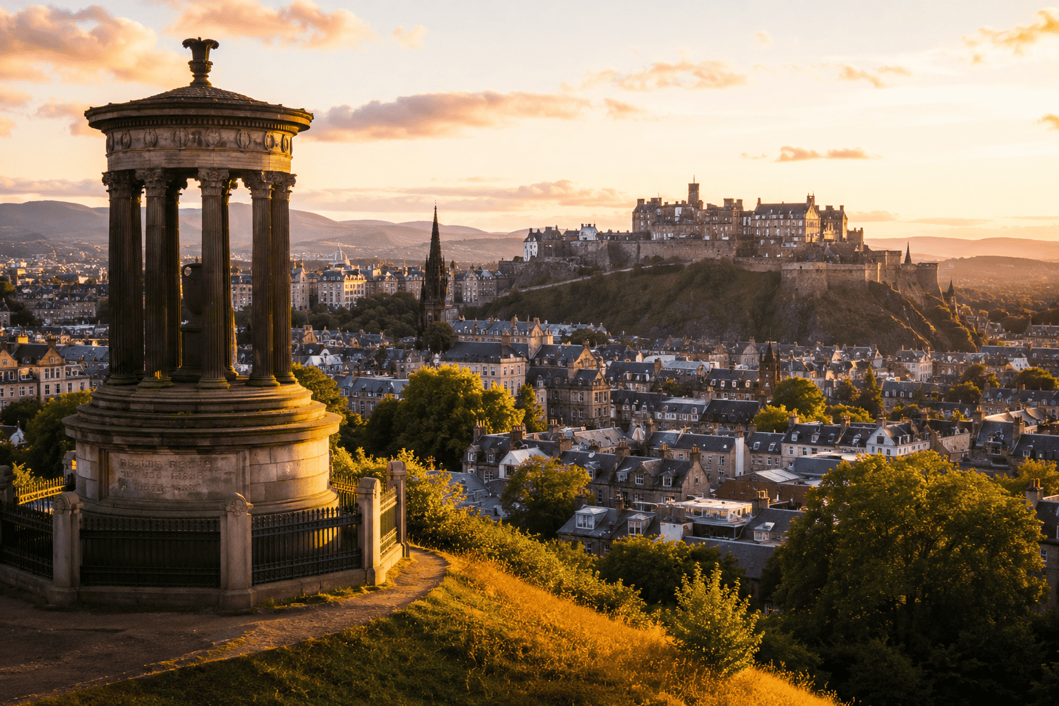 Generated image: Golden hour over a monument cityscape