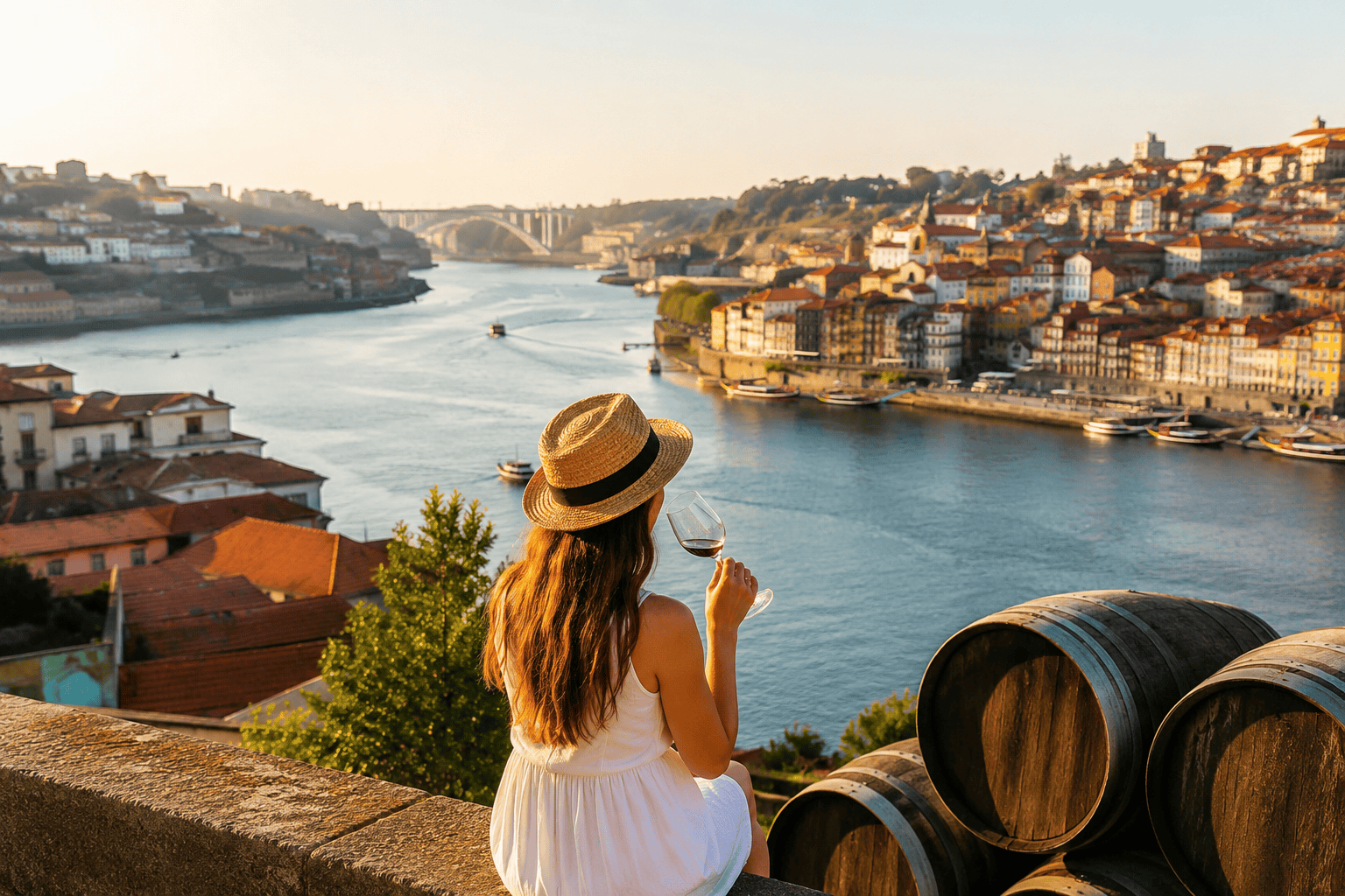 Vila Nova de Gaia wine cellars and river views in Porto