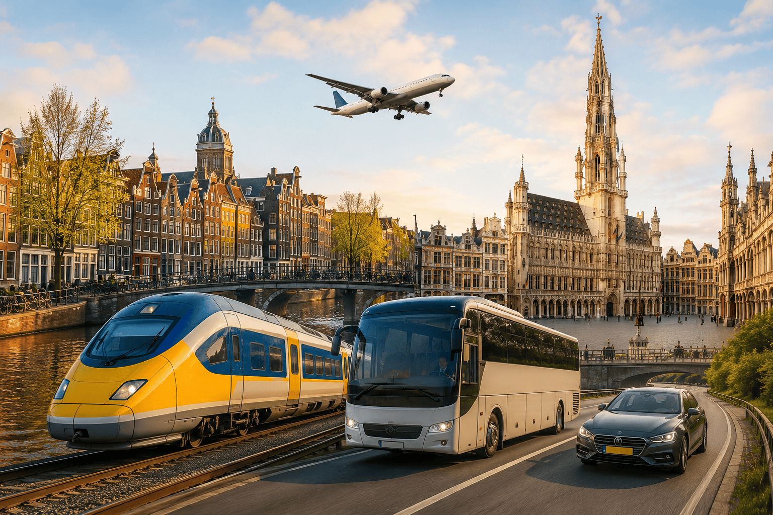 Generated image: Golden hour city transit scene