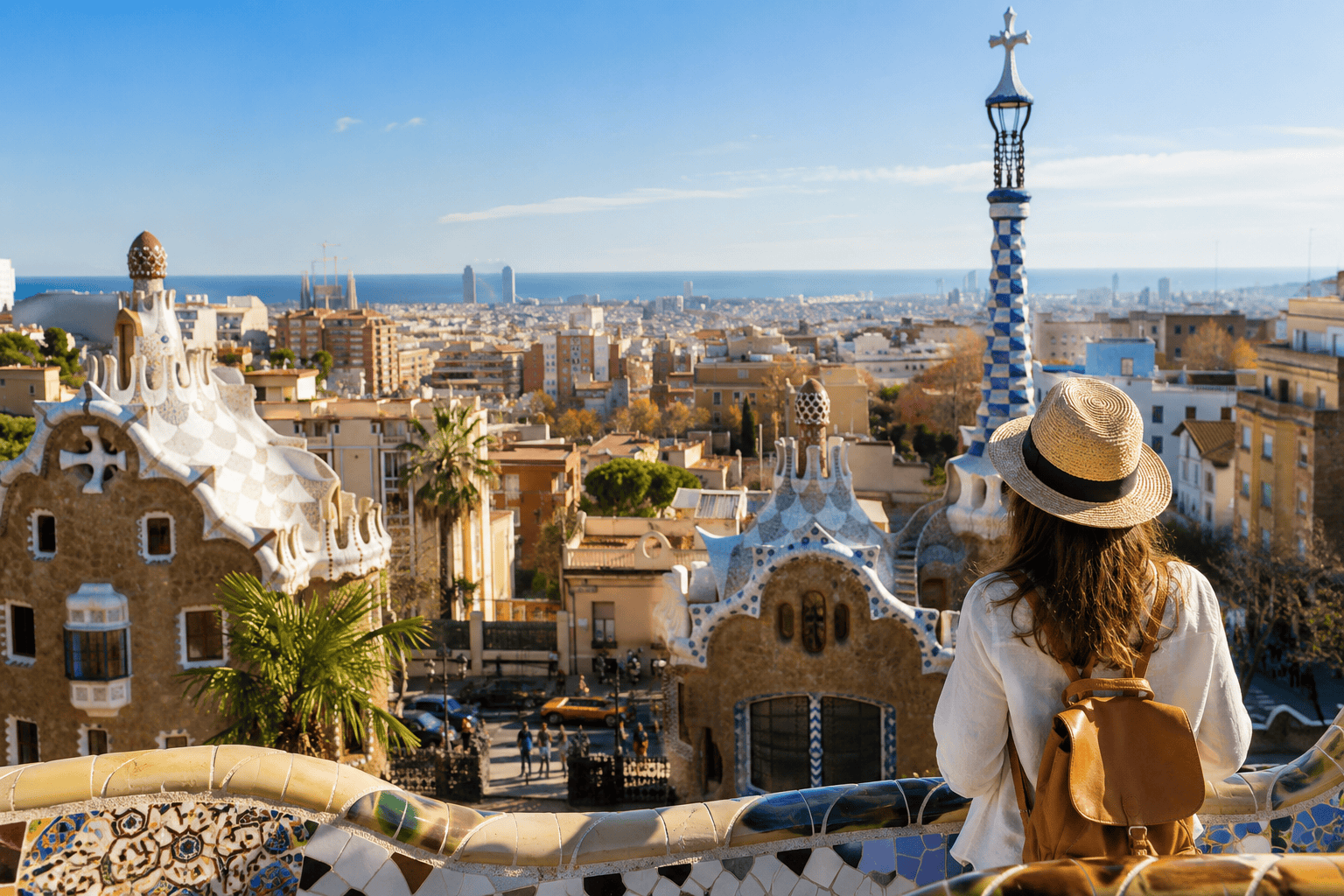 Generated image: Barcelona skyline with Gaudí mosaics
