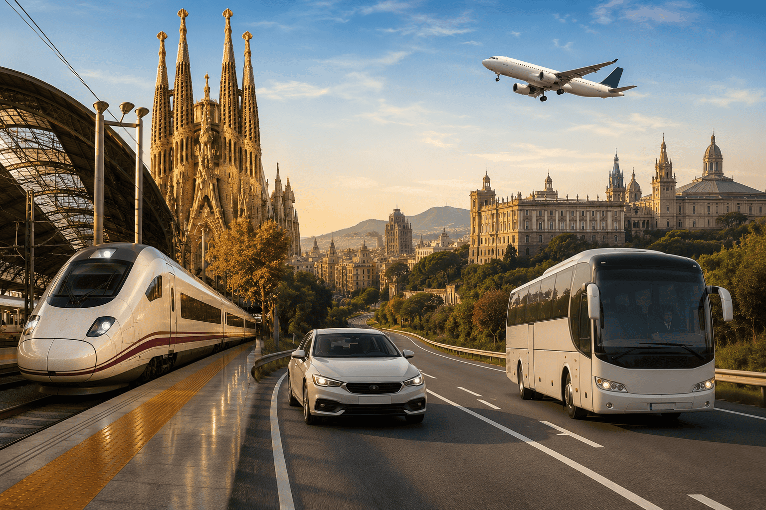Generated image: Modern transport in a golden cityscape