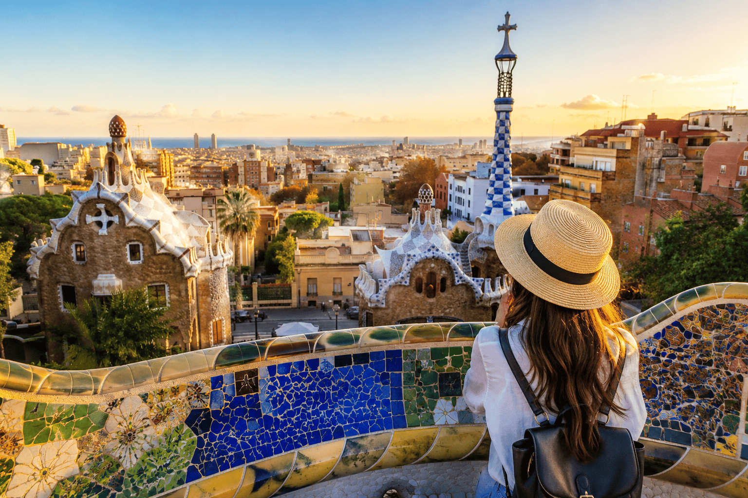 Generated image: Golden hour in Barcelona's Park Güell