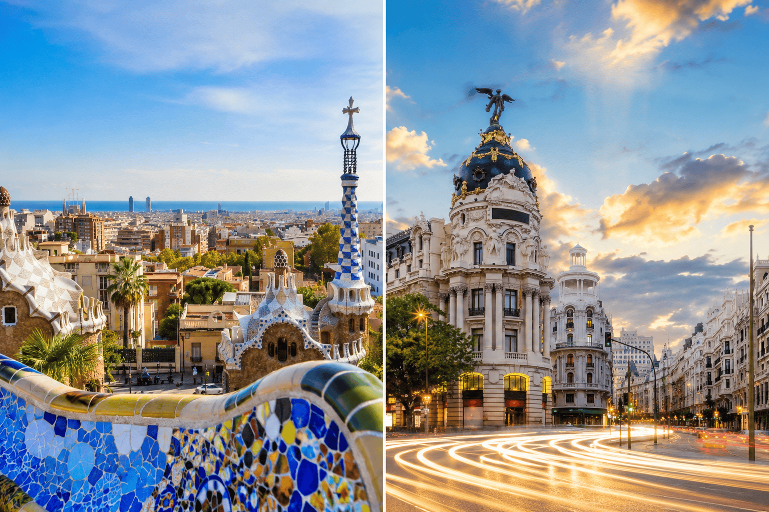 Generated image: Barcelona and Madrid, an architectural contrast
