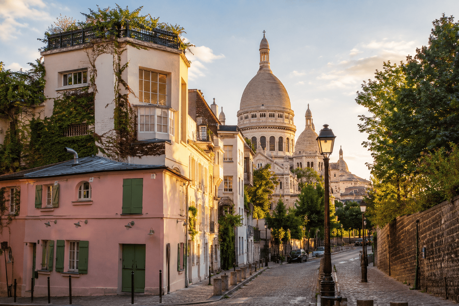 Generated image: Golden hour in Montmartre village