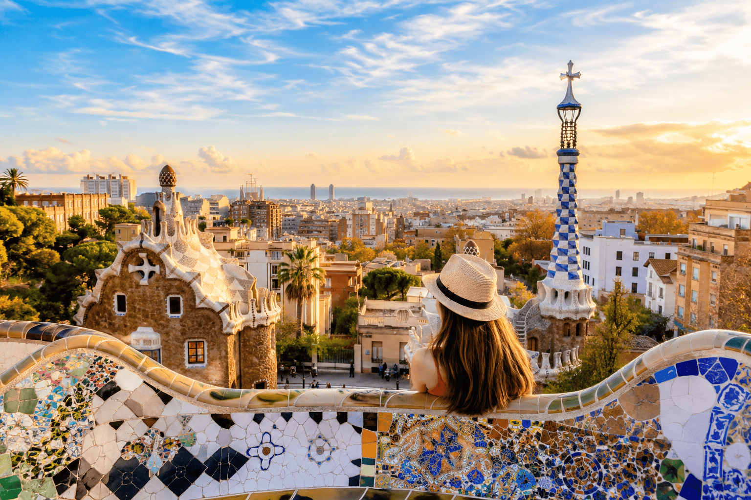 Generated image: Colorful mosaic view of Barcelona