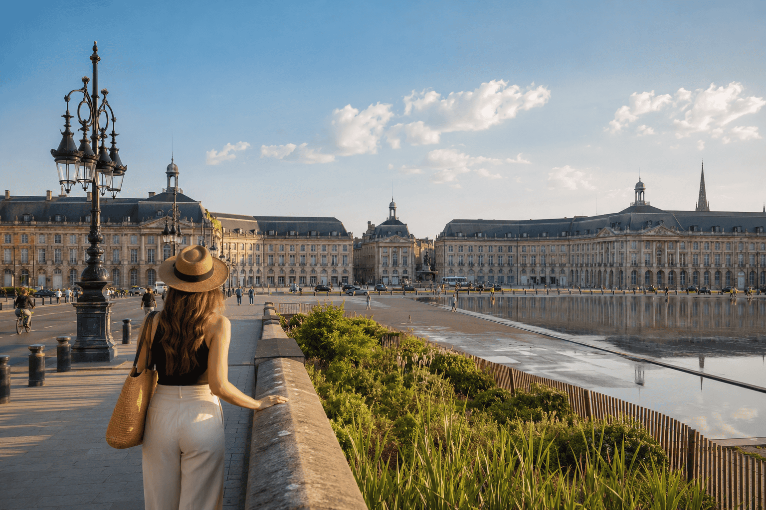 Place de la Bourse in Bordeaux during a sunny afternoon
