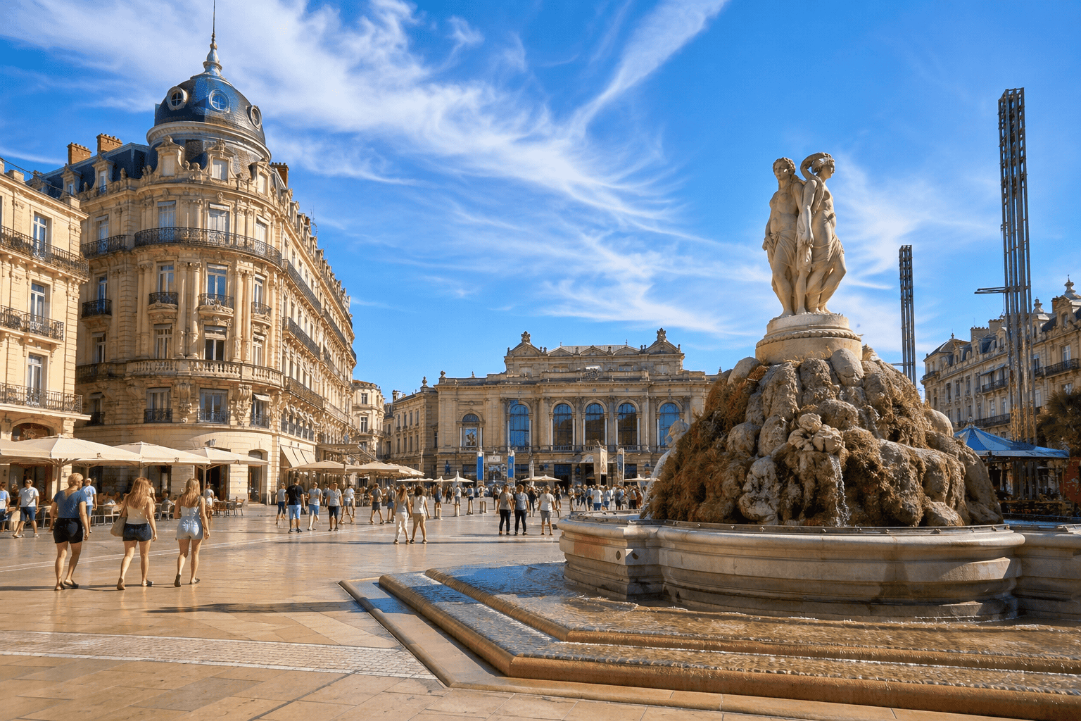 Place de la Comedie and historic architecture in Montpellier