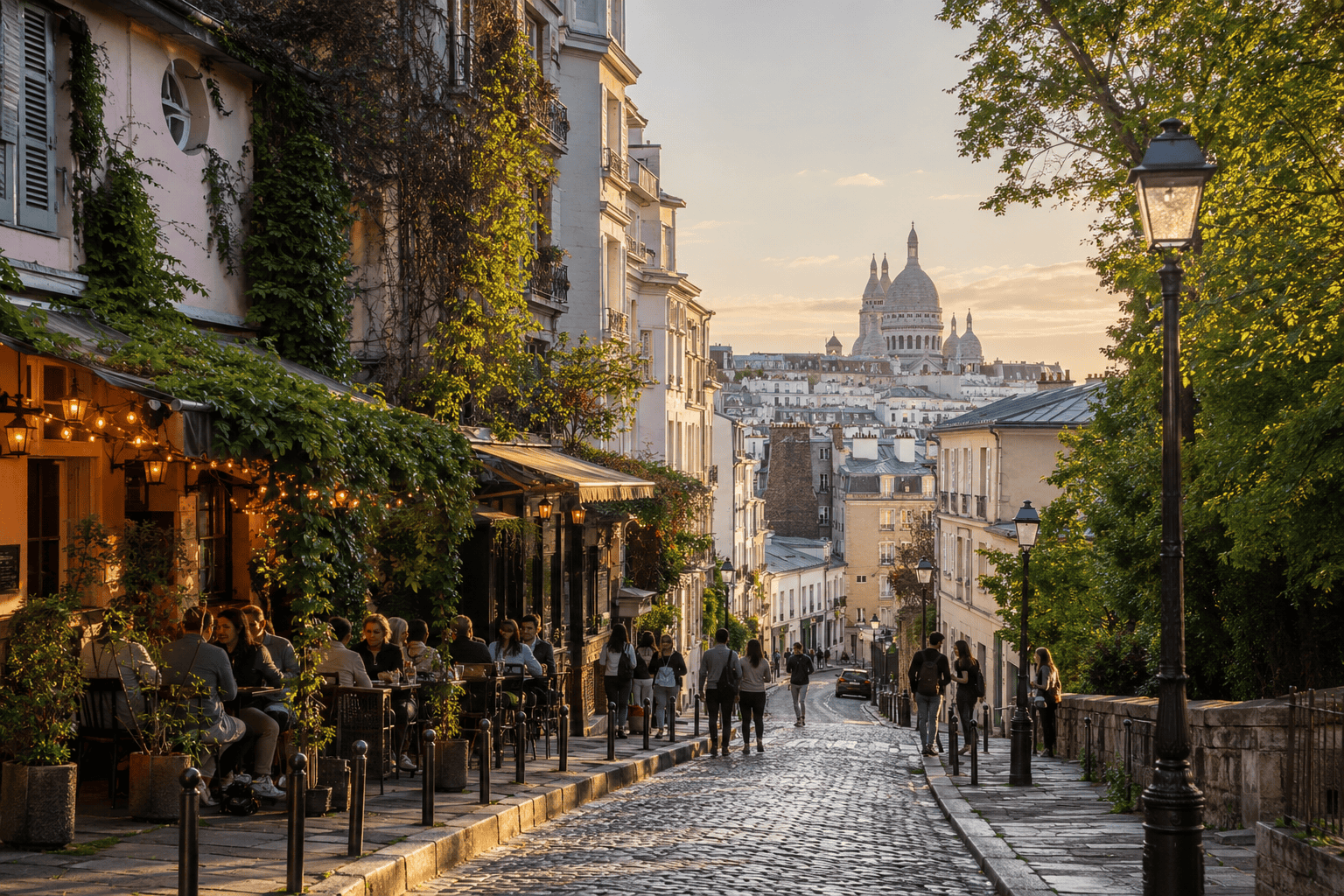 Generated image: Charming Parisian street at golden hour