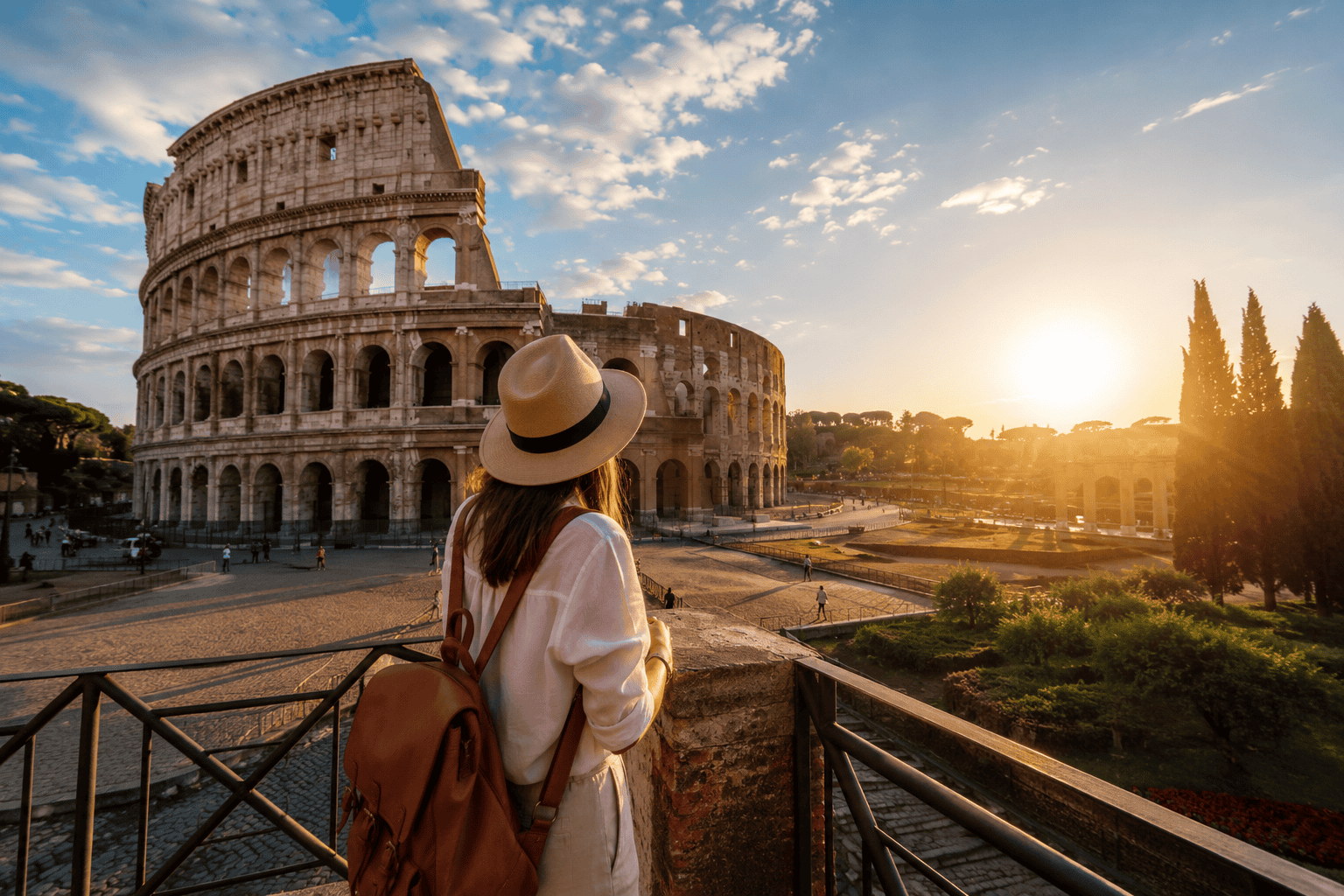 Golden hour at the Colosseum in Rome