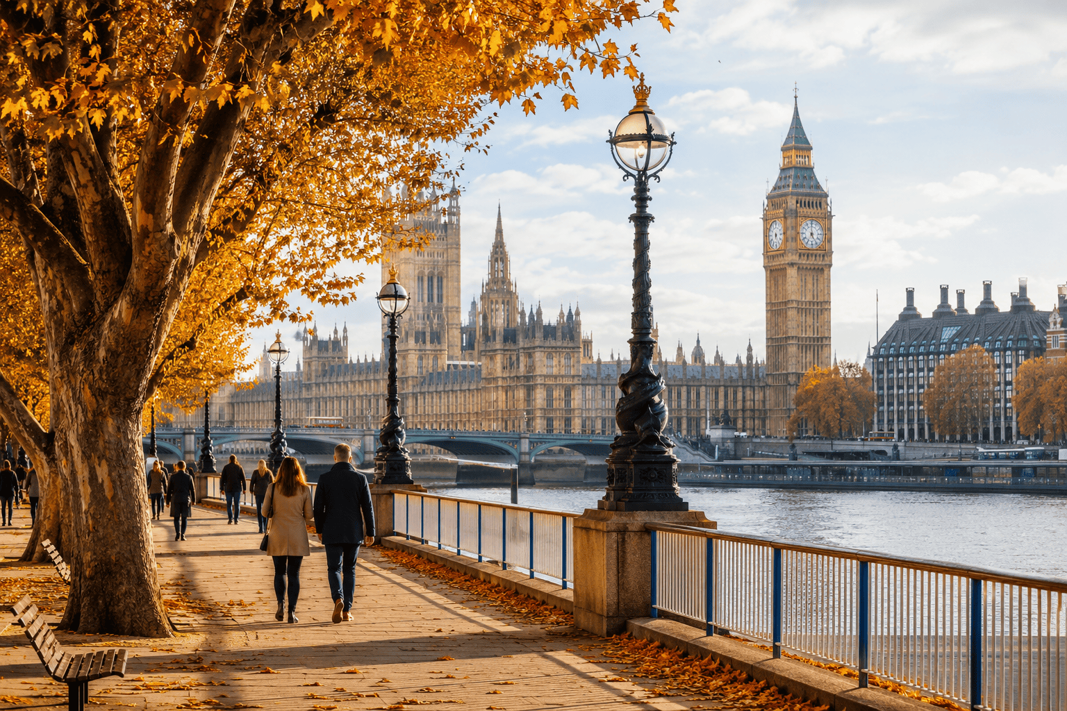 Autumn stroll along the River Thames in London