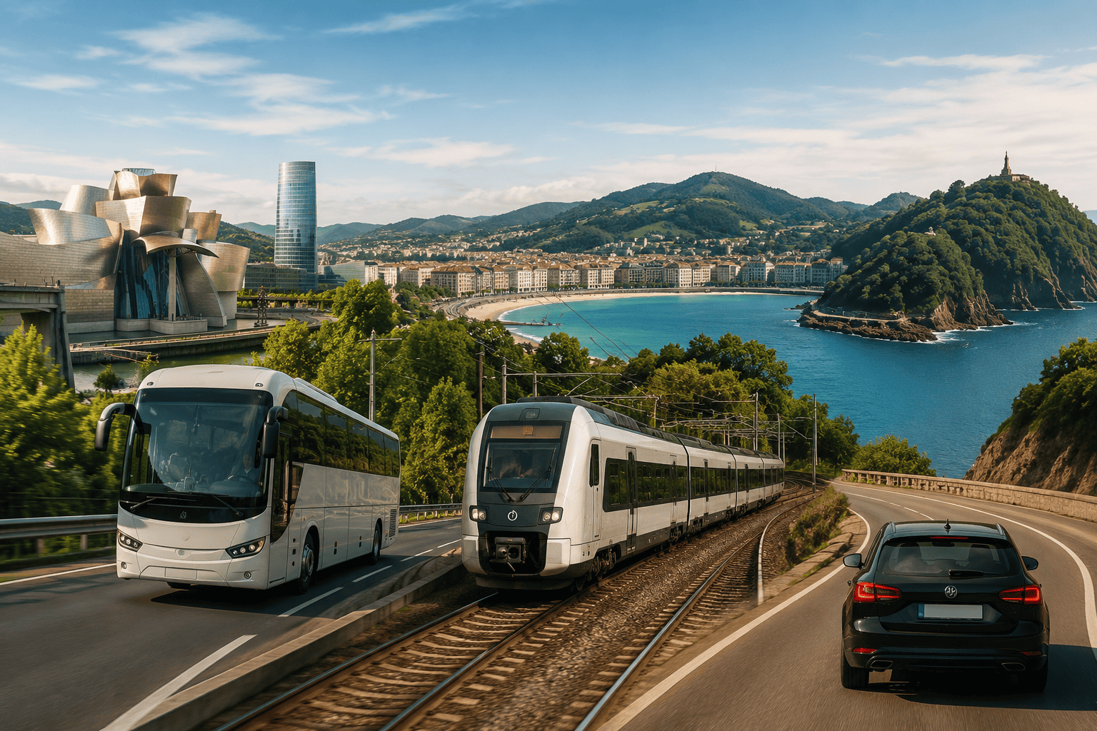 Generated image: Coastal city transport panorama
