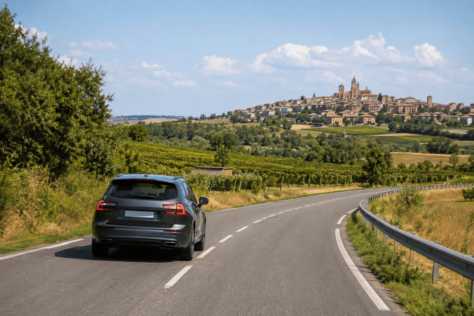 Road trip route from Bordeaux to Toulouse in southwest France