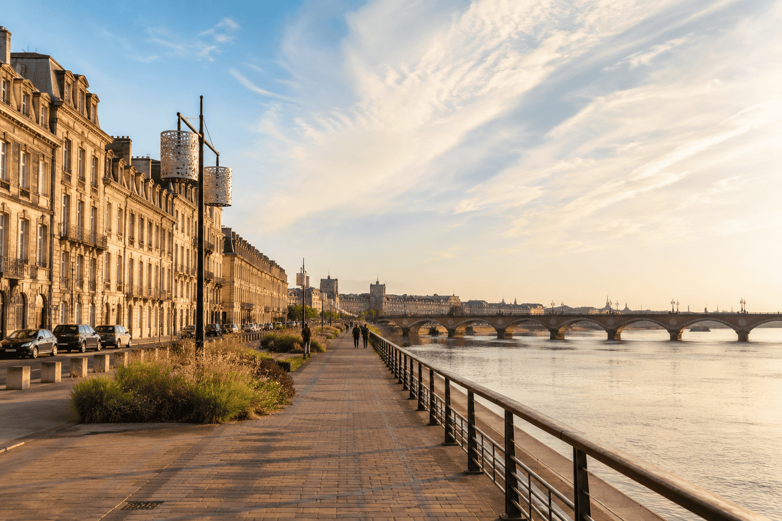 Chartrons riverside promenade in Bordeaux