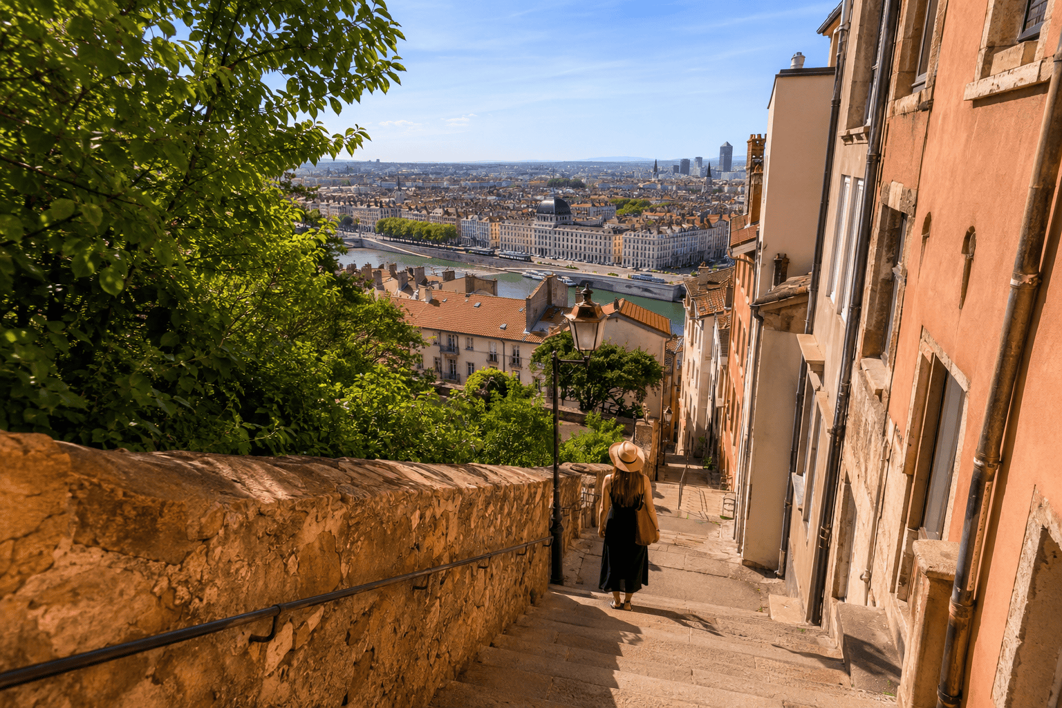 Croix-Rousse stairs and city view for the final day in Lyon