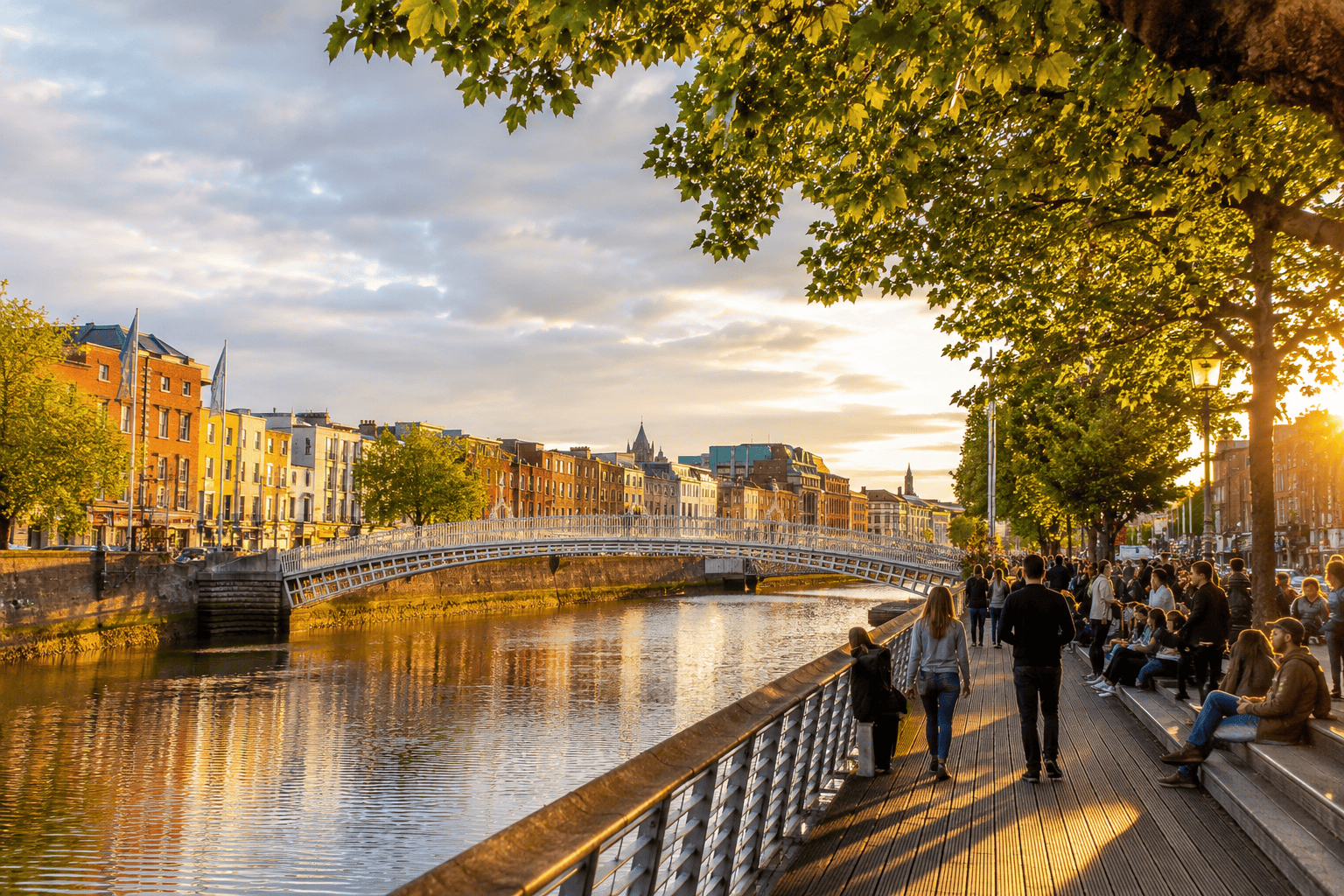 Dublin travel guide golden hour riverside walk for first-time visitors