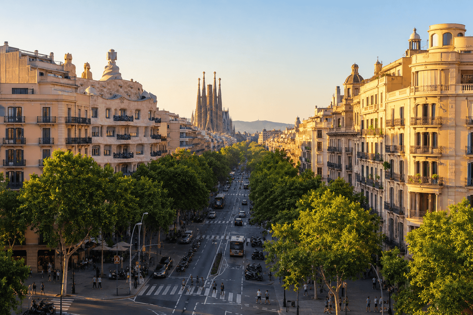 Generated image: Golden hour in a city boulevard