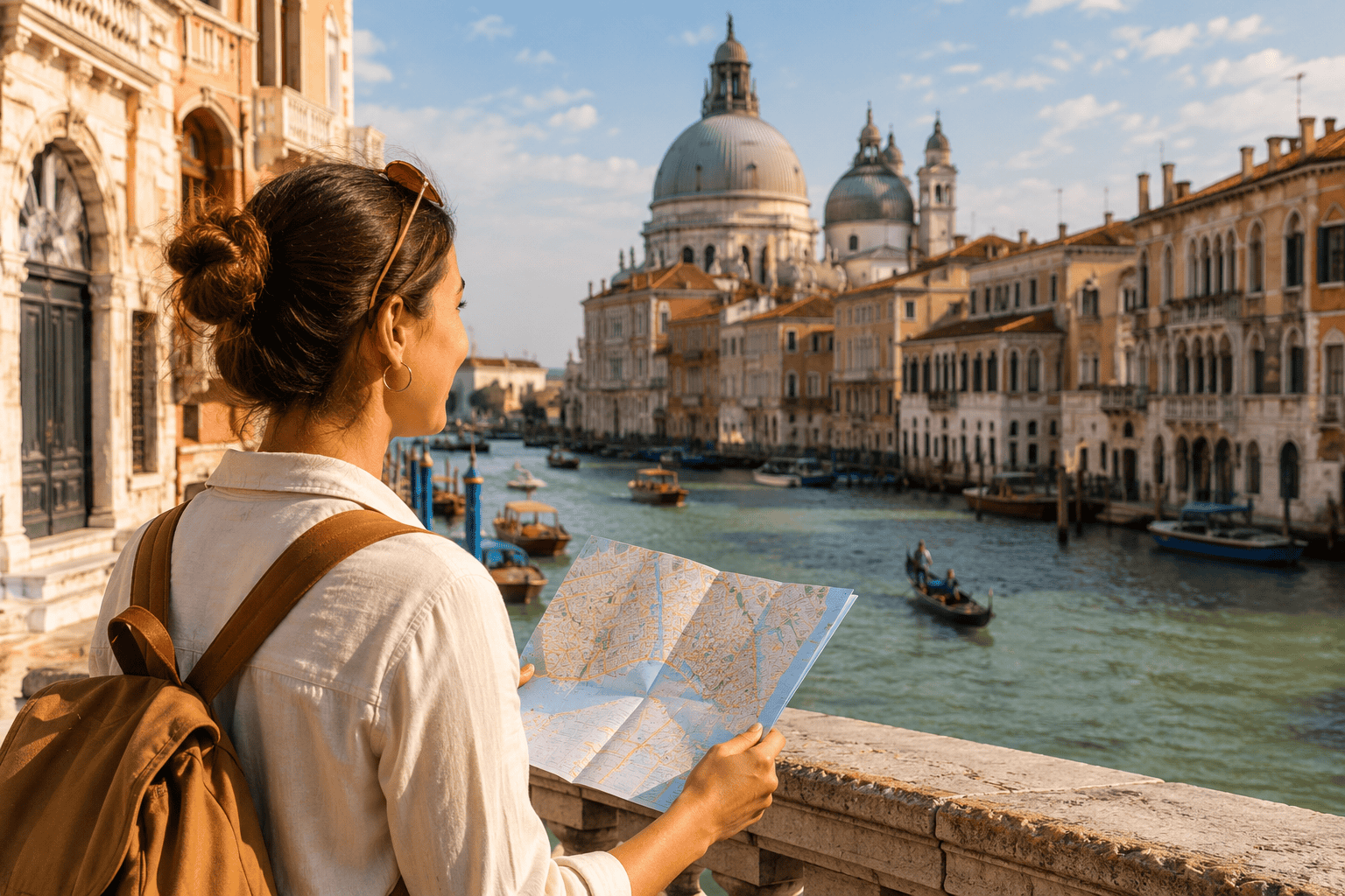First-time visitors exploring Europe at sunset