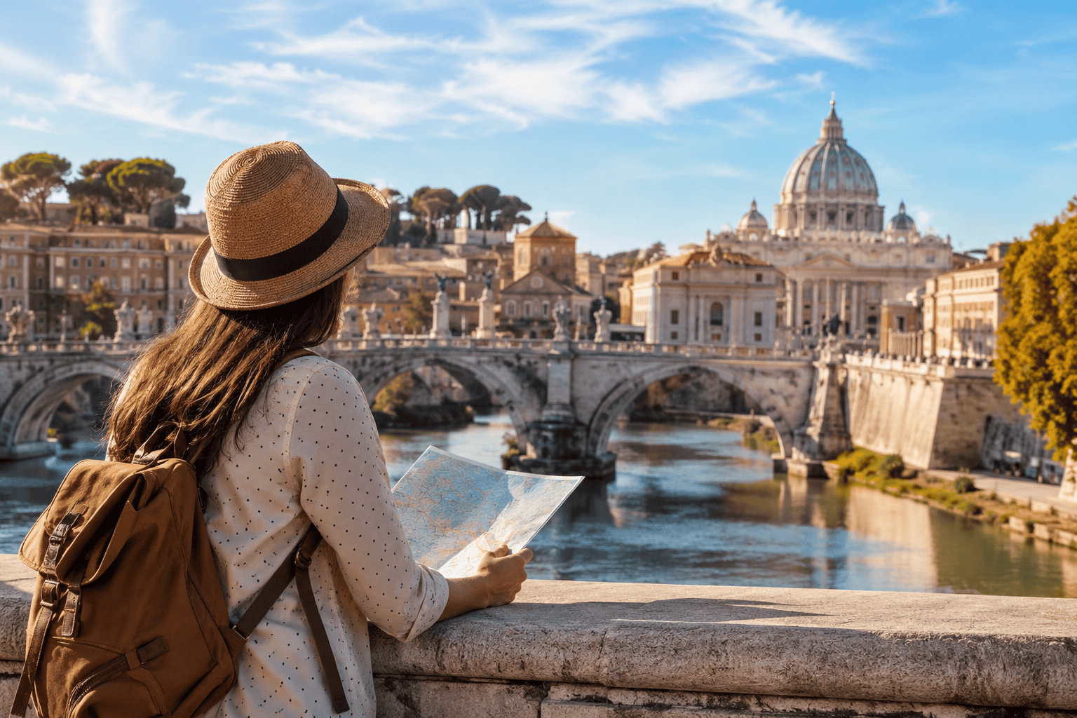 Generated image: Exploring a European city by the river