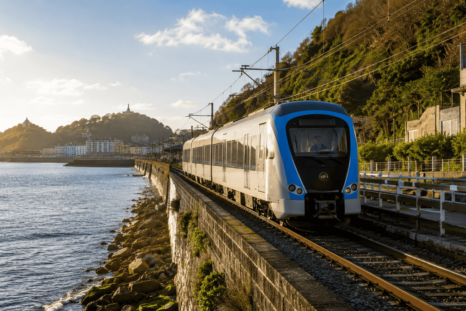 Generated image: Coastal railway at golden hour
