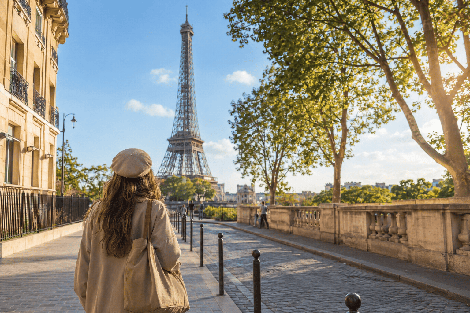 Generated image: Strolling through Paris toward the Eiffel Tower
