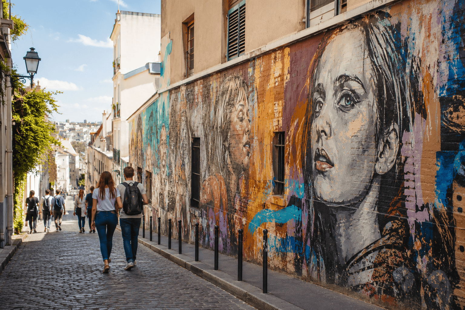 Generated image: Urban street art and cobblestones