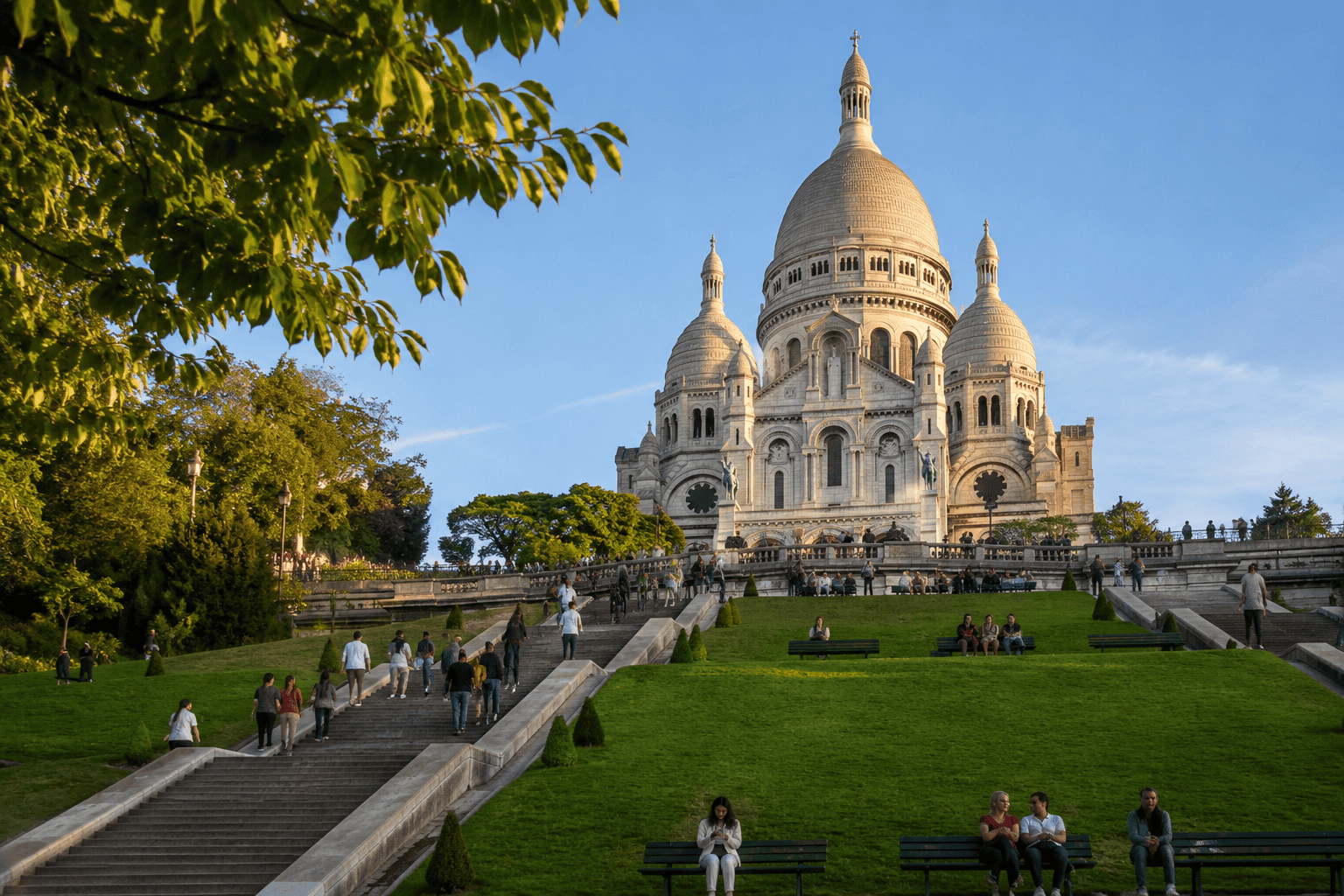 Generated image: Basilica on a peaceful city hill