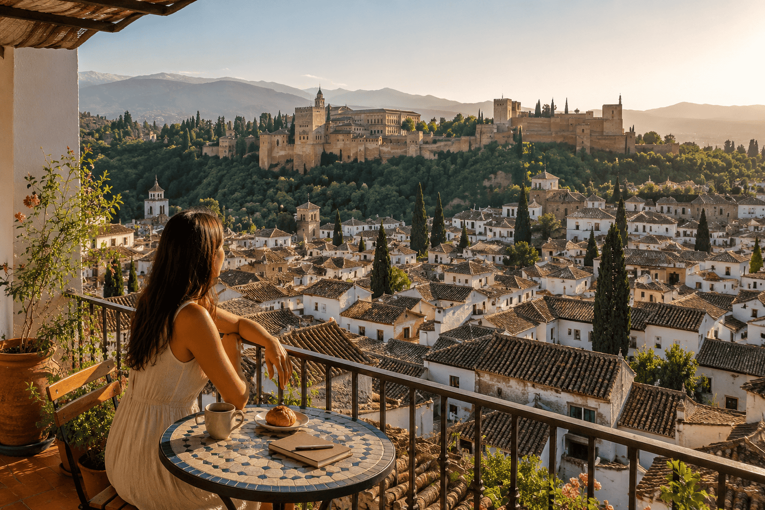 Generated image: Contemplating the Mediterranean vista