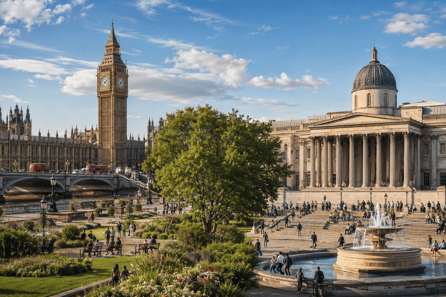 Generated image: London cityscape with landmarks and park