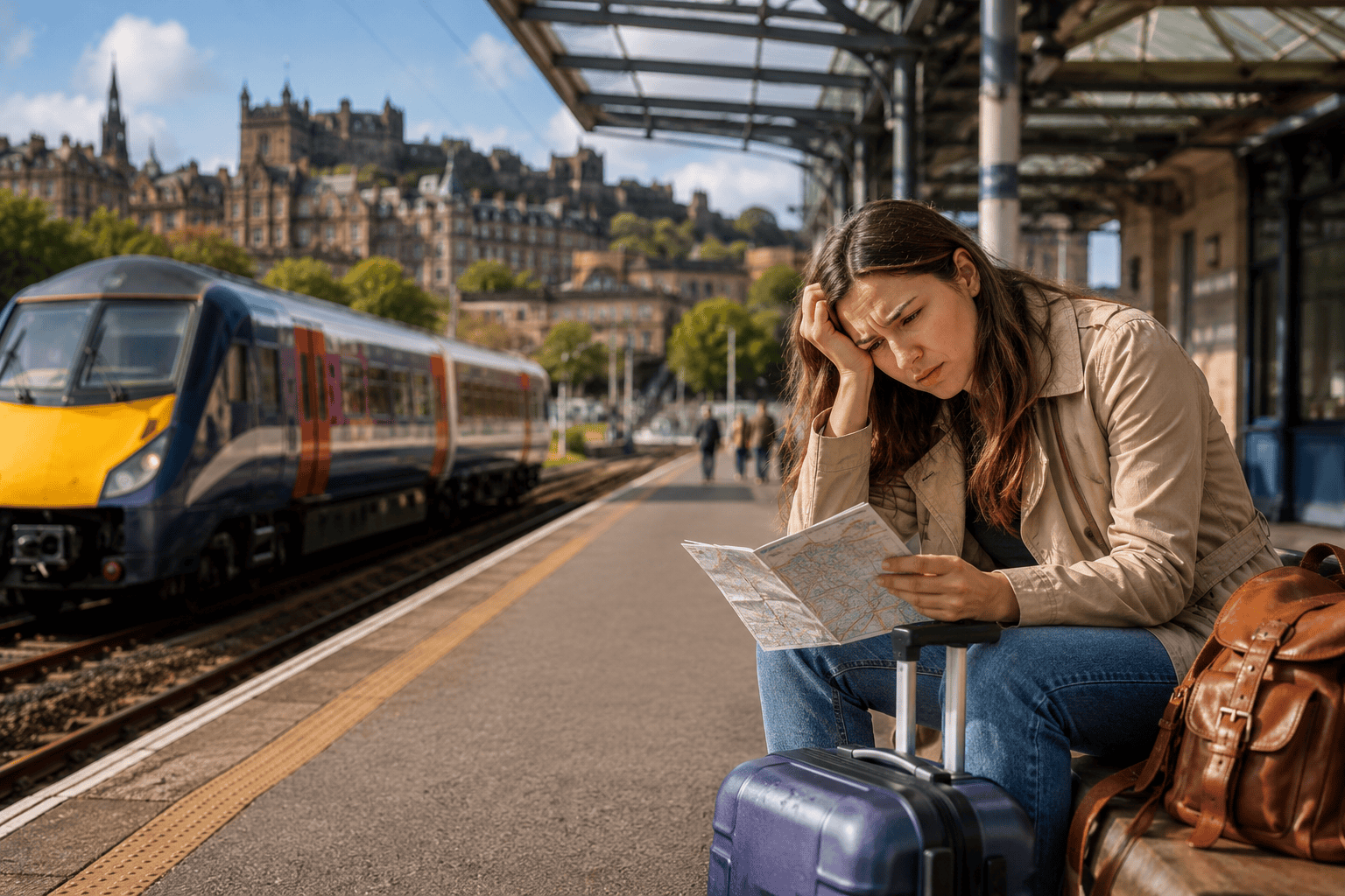 Generated image: Lost in transit at the station