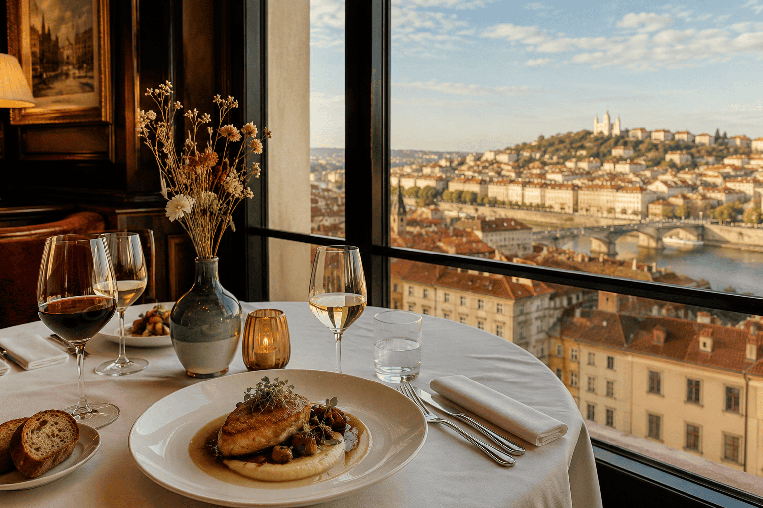 Elegant dining with a city view in Lyon
