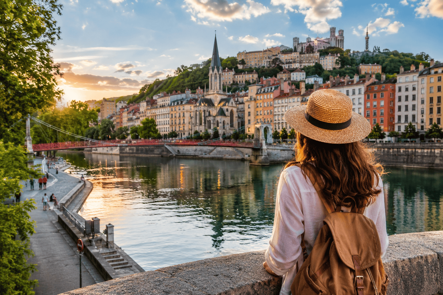 Golden hour city view for planning a Lyon travel guide itinerary