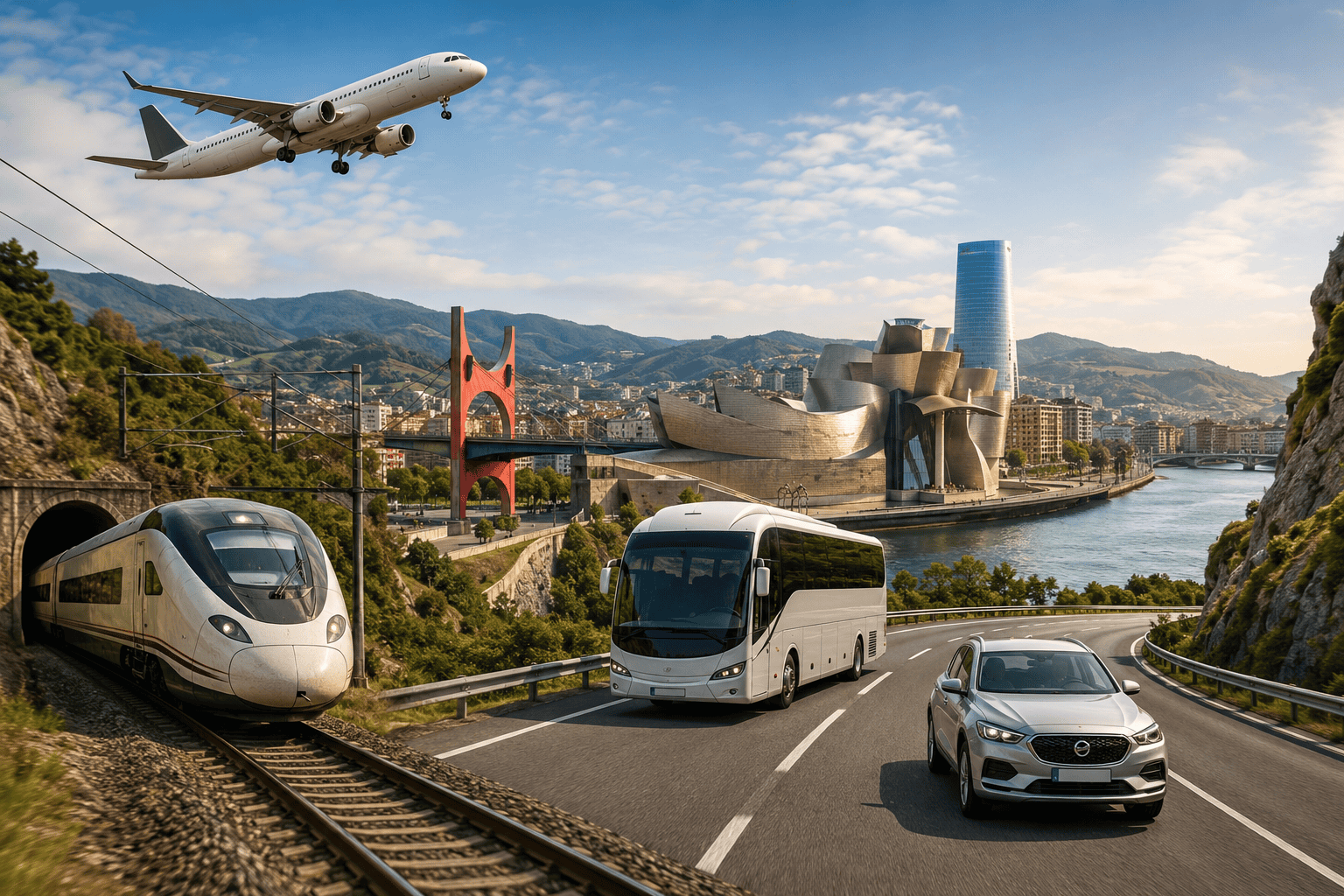 Generated image: Modern travel across scenic landscapes