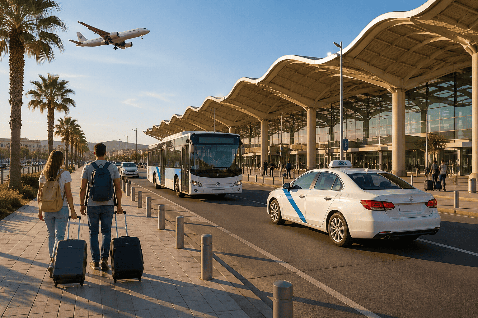 Generated image: Airport scene with modern transport and architecture
