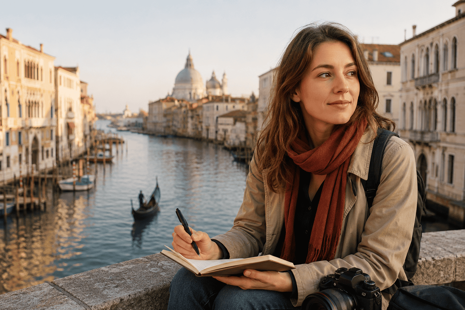 Mara Vale researching European travel by a canal