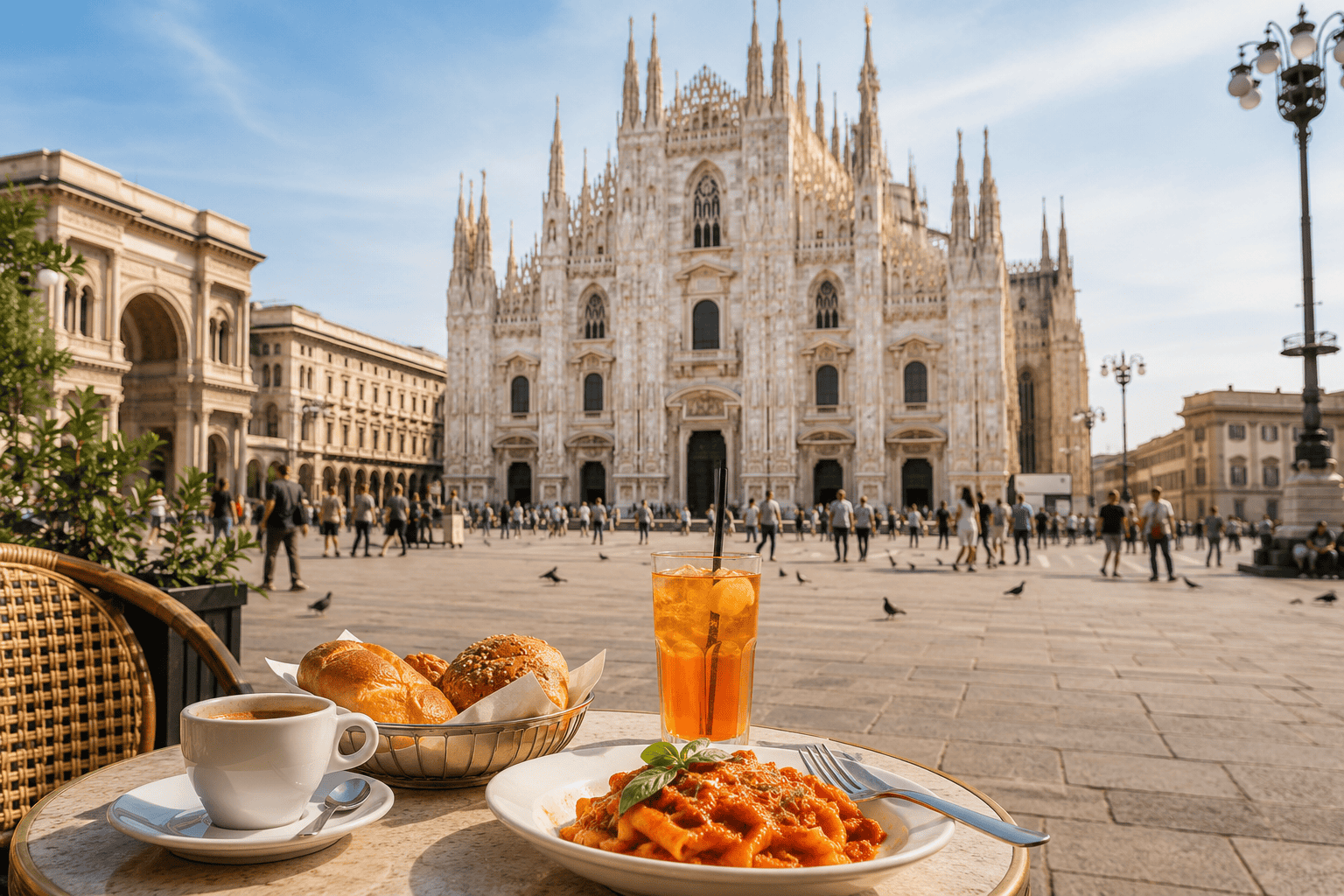 Café with Duomo view in Milan for a Milan budget guide