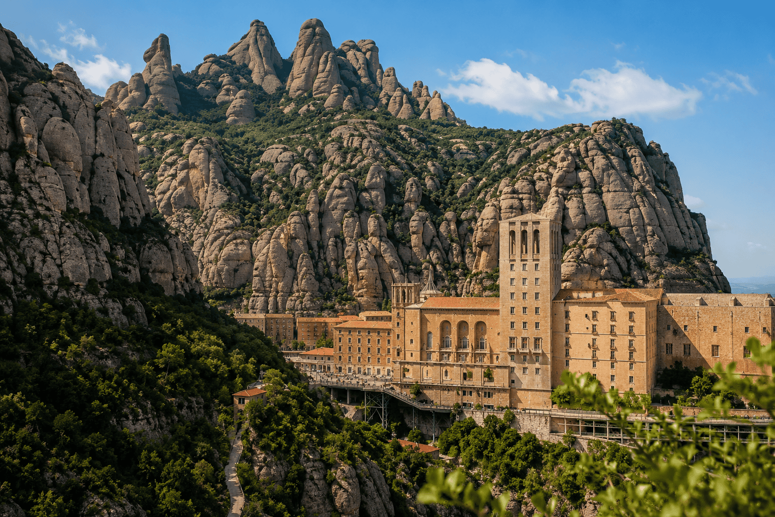 Generated image: Mountain monastery with terracotta roofs