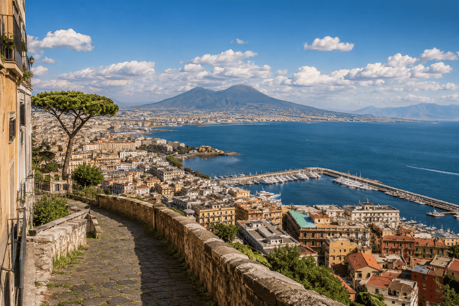 Naples coastal cityscape with marina and mountains for a 3 day itinerary