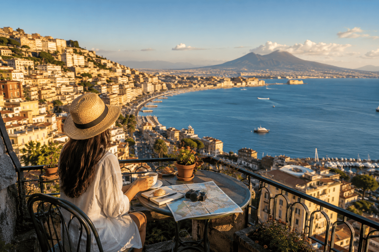 Naples travel guide showing a coastal city base with scenic bay views