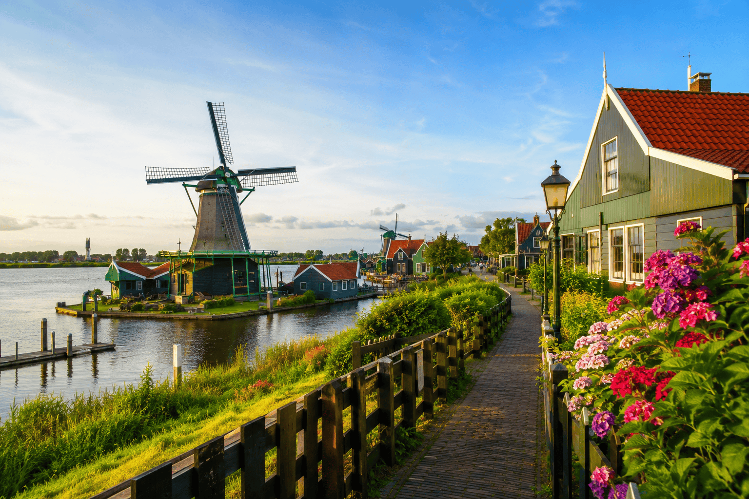 Dutch village and windmills near Amsterdam for a Netherlands day trip