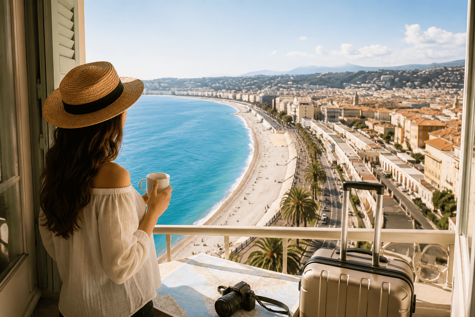 Generated image: Mediterranean escape with travel essentials
