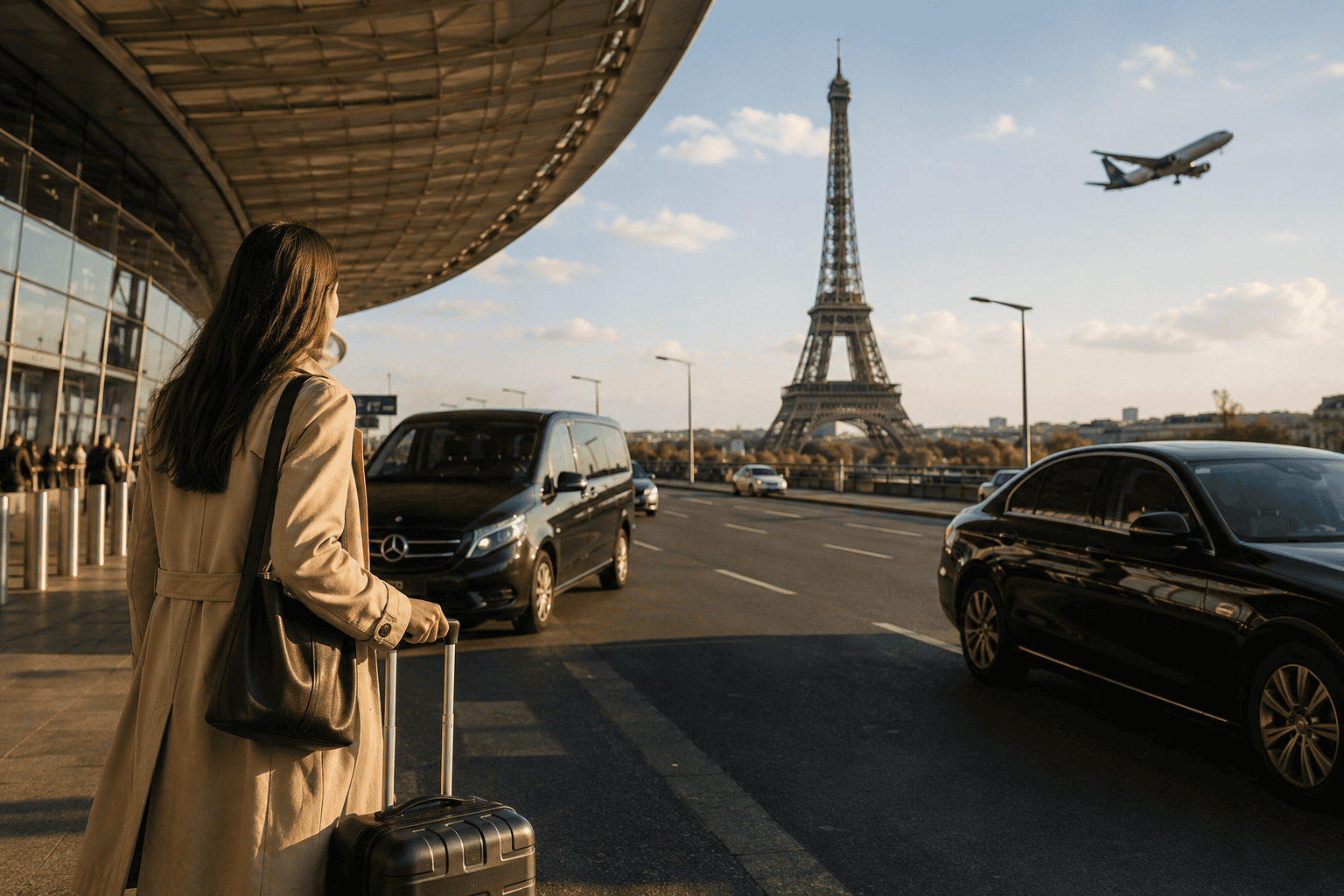 Paris airport to city transfer guide with Eiffel Tower view
