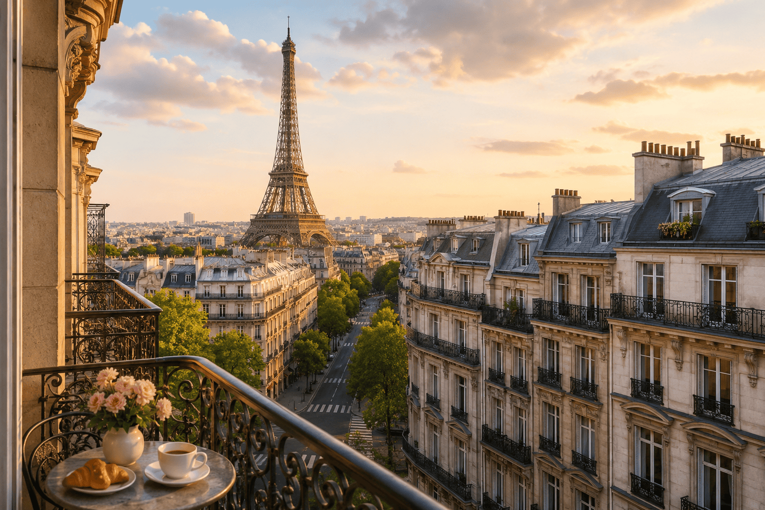 Best areas to stay in Paris in 2 days with a Parisian balcony view