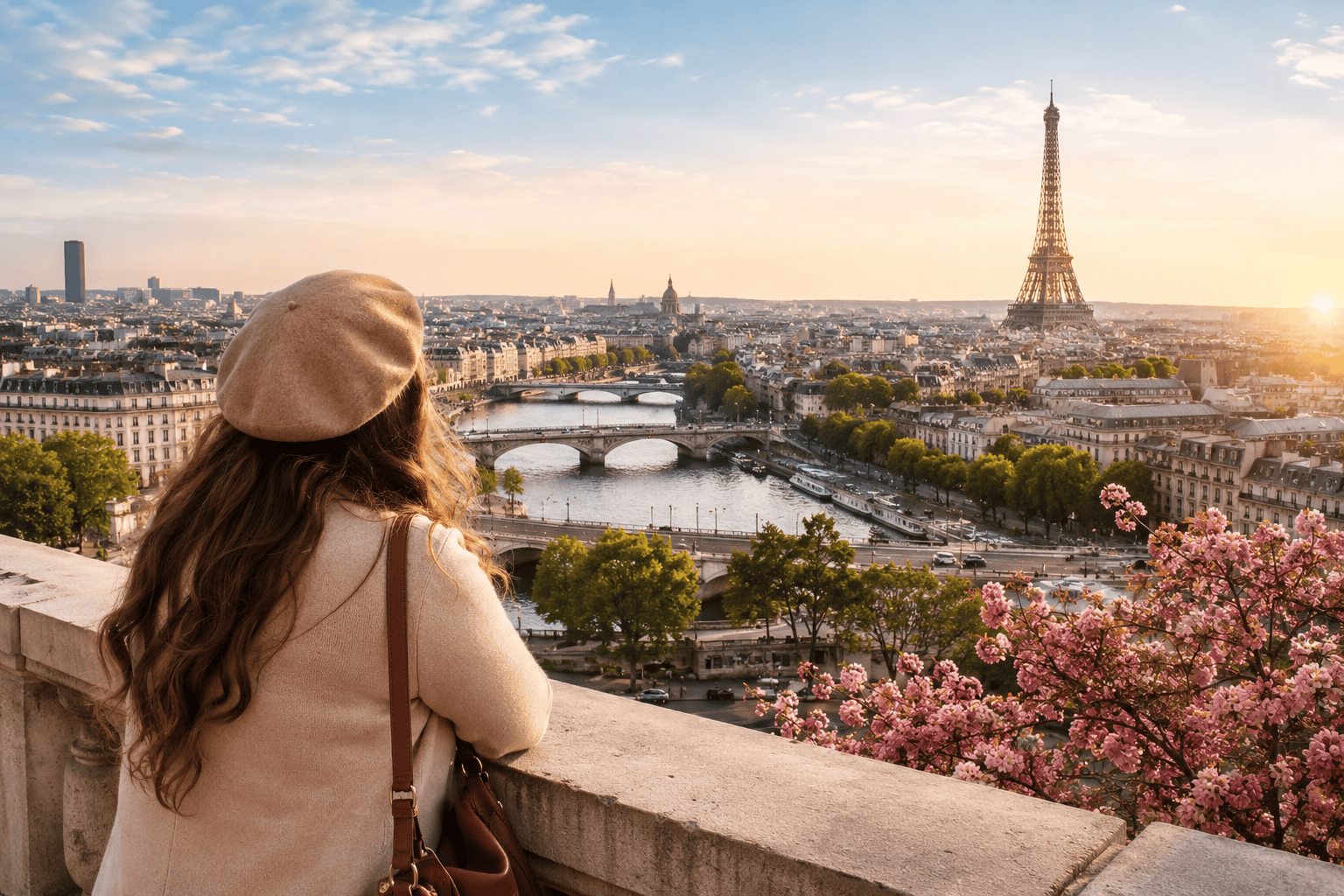 Paris in 2 days travel guide with a sunset view over the city