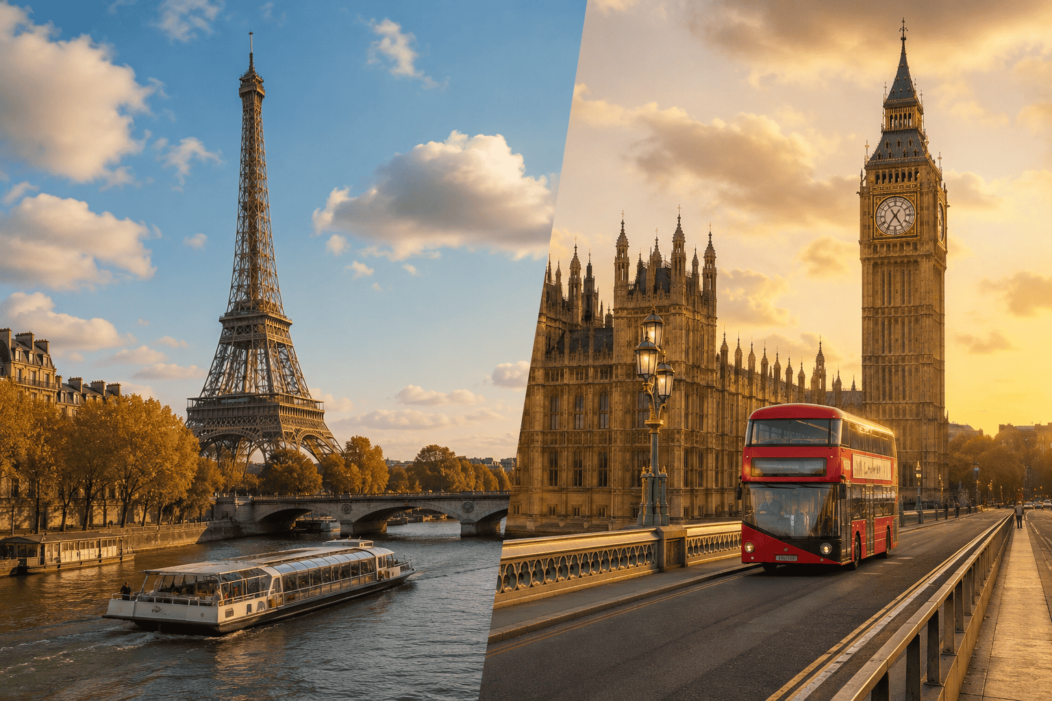 Paris and London skyline comparison